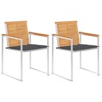 vidaXL Chaises de jardin avec coussins lot de 2 Teck solide et acier