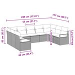 vidaXL Ensemble de Canapés avec coussin 9 Pièces Noir polyrotin