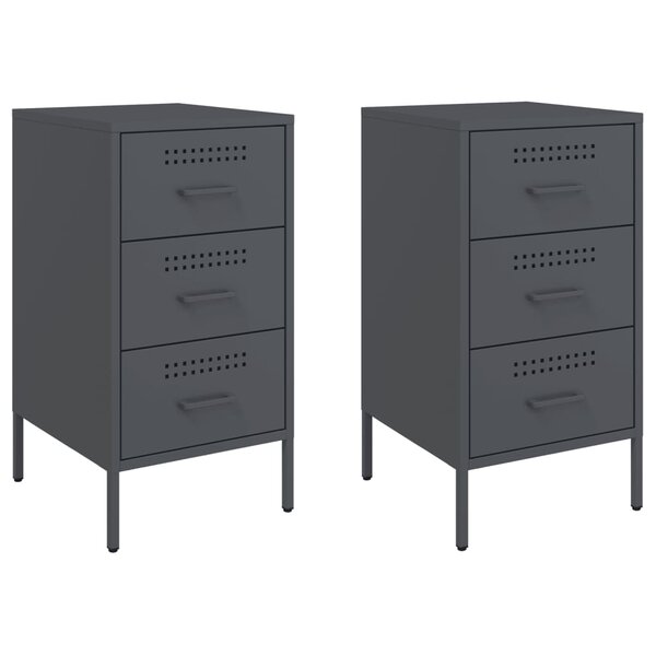 vidaXL Tables de chevet 2 Pièces anthracite 36x39x68 cm