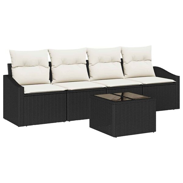 vidaXL Ensemble de canapé de jardin 5 Pièces Noir  Crème 55 x 55 x 37 cm