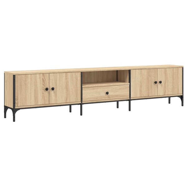 vidaXL Meuble TV à tiroir chêne sonoma 200x25x44 cm bois d'ingénierie