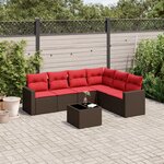 vidaXL Salon de jardin avec coussins 7 Pièces marron résine tressée