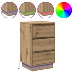 vidaXL Cabinet de chevet avec LED Chêne artisan 39x34.5x65 cm Bois d'ingénierie