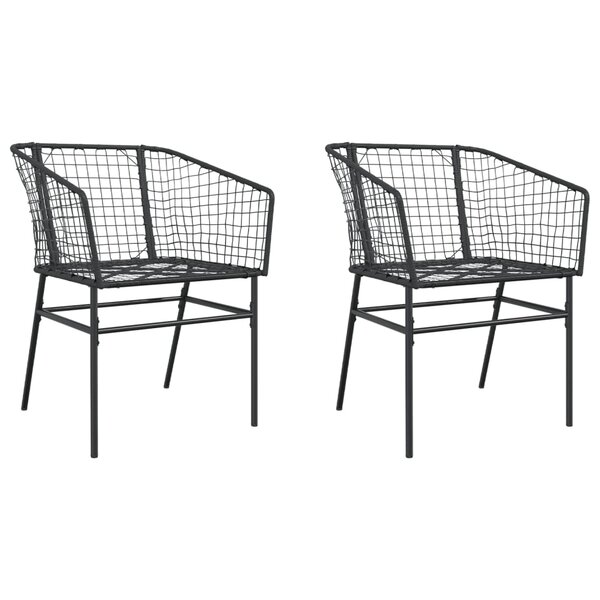 vidaXL Chaises de jardin lot de 2 Noir Résine tressée