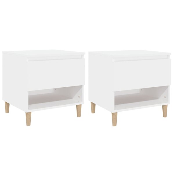 vidaXL Tables de chevet 2 Pièces Blanc 50x46x50 cm Bois d’ingénierie
