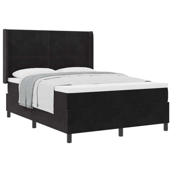 vidaXL Lit à ressorts avec matelas Noir 140 x 200 cm Velours
