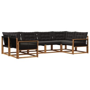 vidaXL Ensemble de canapés d'extérieur 6 Pièces Naturel et noir