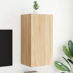 vidaXL Meuble TV mural avec lumières LED chêne sonoma 40 5x35x80 cm