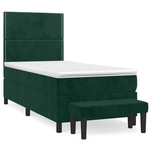 vidaXL Sommier à lattes de lit avec matelas Vert foncé 100x200 cm