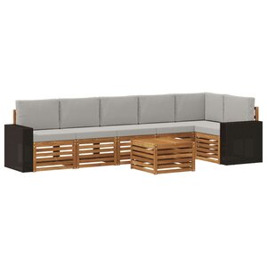 vidaXL Ensemble de canapés d'extérieur 7 pc Naturel et gris clair