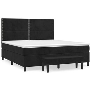 vidaXL Sommier à lattes de lit avec matelas Noir 180x200 cm Velours
