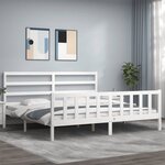 vidaXL Cadre de lit avec tête de lit blanc 200x200 cm bois massif