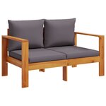 vidaXL Canapé de jardin avec coussins 2 places bois massif d'acacia