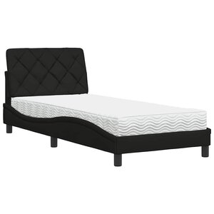 vidaXL Lit avec matelas noir 90x190 cm tissu
