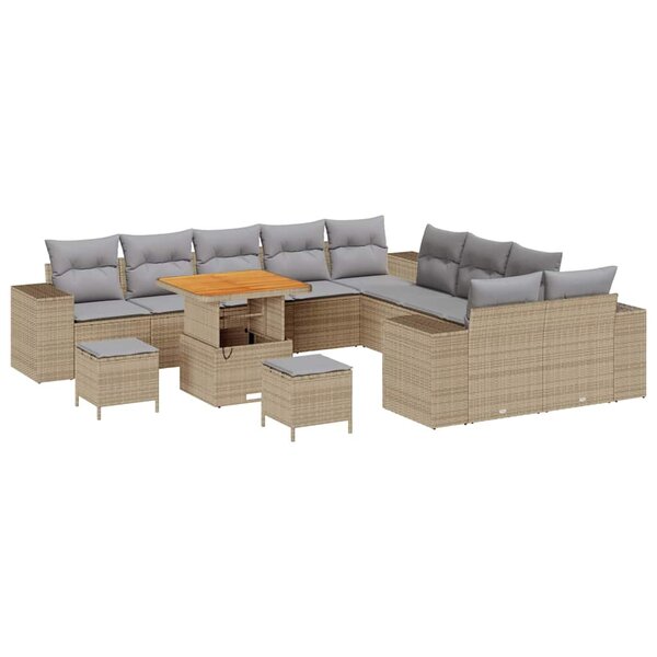 vidaXL Ensemble de canapé de jardin 13 Pièces Beige  Gris clair