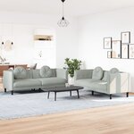 vidaXL Ensemble de canapés 2 Pièces avec coussins gris clair velours