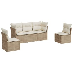 vidaXL Salon de jardin avec coussins 5 Pièces beige résine tressée