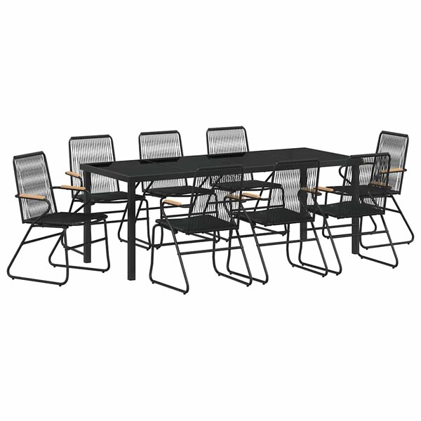vidaXL Ensemble de salle à manger pour jardin 9 Pièces Noir Rattan PVC