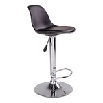 2 chaises de bar noires avec pieds chromés