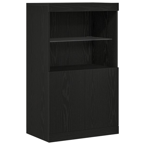 Buffet vidaXL avec lumières LED Chêne Noir 60x37x100 cm
