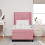 vidaXL Lit à ressorts avec matelas avec LED Rose 90 x 200 cm Velours