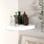 vidaXL Étagère d'angle flottante blanc brillant 25x25x3 8 cm MDF