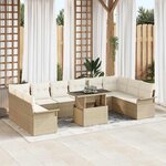 vidaXL Ensemble de canapé de jardin 11 Pièces Beige Poly rotin