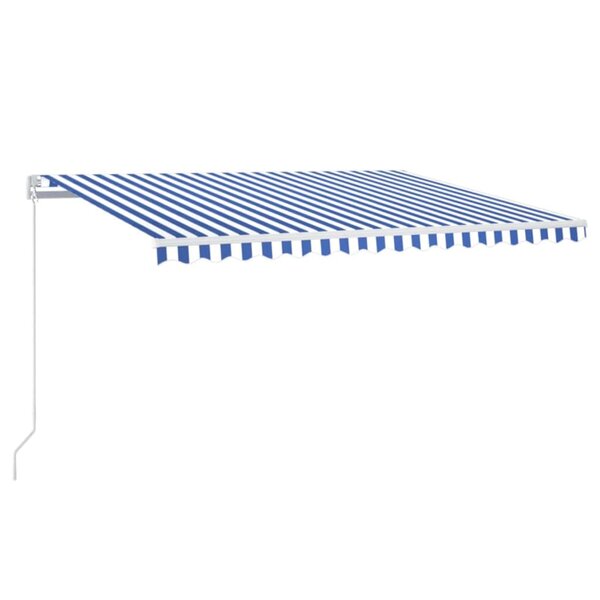 vidaXL Auvent manuel rétractable avec LED 450x300 cm Bleu et blanc