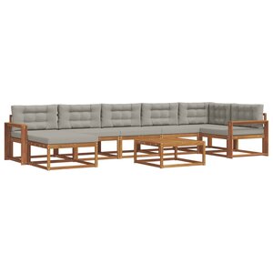 vidaXL Ensemble de canapés d'extérieur 8 Pièces Gris Naturel et Clair