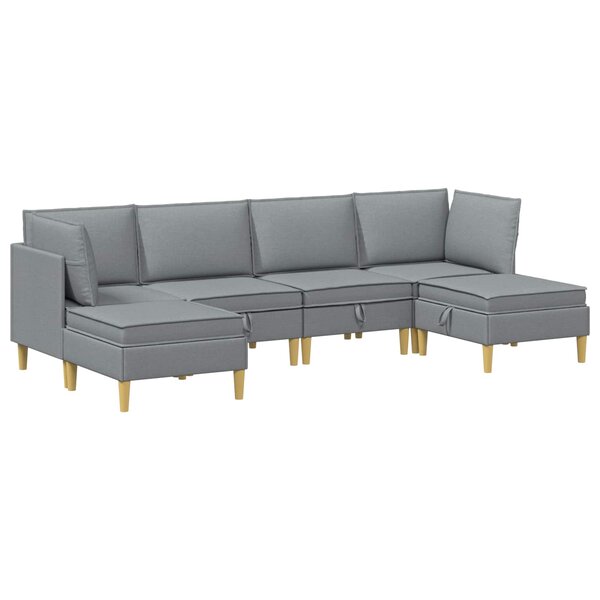 vidaXL Canapé modulaire avec rangement 6 Pièces Gris clair Tissu