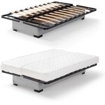 Banquette clic clac 3 places - Matelas 17 cm - Tissu gris clair - 199 x 96 x 103 cm - CHLoe