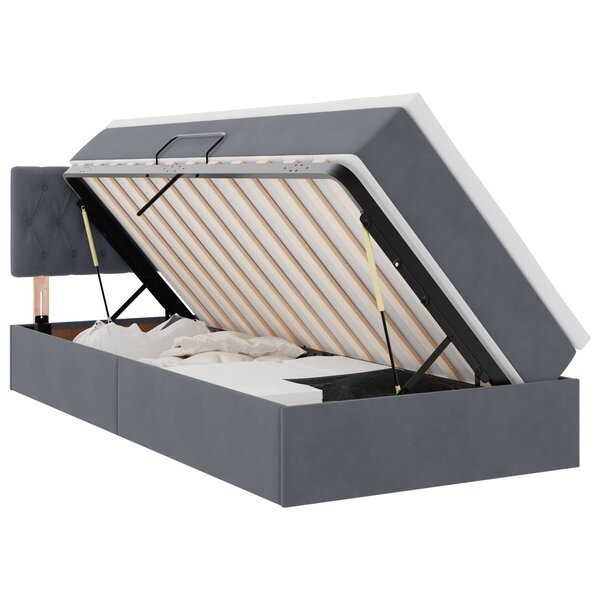vidaXL Lit de Rangement Gris foncé 90 x 190 cm Velours