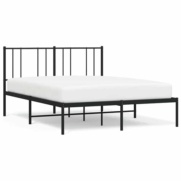 vidaXL Cadre de lit métal sans matelas et tête de lit noir 160x200 cm