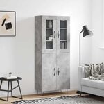 vidaXL Buffet haut Gris béton 69 5x34x180 cm Bois d'ingénierie
