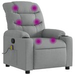 vidaXL Fauteuil inclinable de massage gris clair tissu