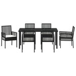 vidaXL Ensemble de Salle à Manger de Jardin de 7 Pièces avec Coussins en Rattan Synthétique Noir