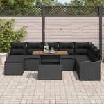 vidaXL Ensemble de canapé de jardin avec coussin 9 Pièces Noir