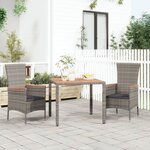 vidaXL Table de jardin et dessus en bois Gris Résine tressée et acacia