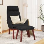 vidaXL Chaise de relaxation avec tabouret Noir Tissu