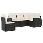 vidaXL Salon de jardin 5 Pièces avec coussins noir résine tressée