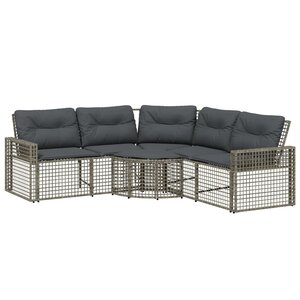 vidaXL Canapé de jardin et coussins et repose-pied en forme de L rotin