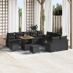 vidaXL Ensemble de canapé de jardin 13 Pièces Noir Poly rotin