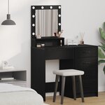 Table de maquillage vidaXL avec lumières LED  en chêne noir  50x41x135 cm