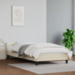 vidaXL Cadre de lit avec tête de lit Crème 90x200 cm Similicuir
