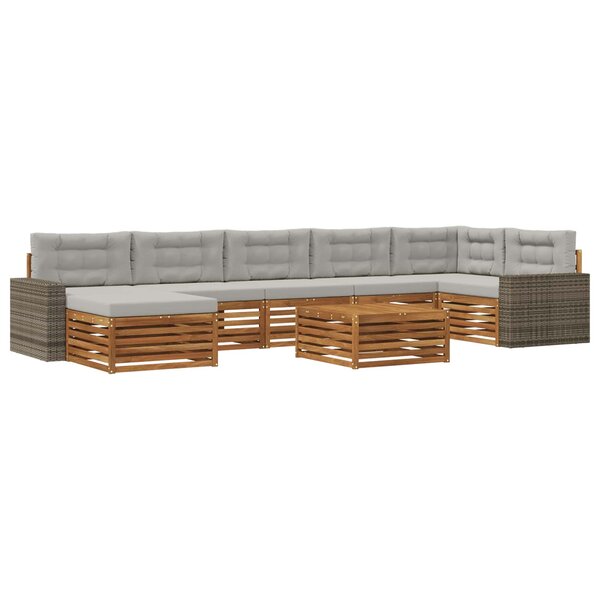 vidaXL Ensemble de canapés d'extérieur 8 Pièces Naturel et gris clair