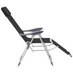 vidaXL Chaises de camping pliantes et repose-pied 2 Pièces noir textilène