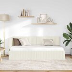 vidaXL Cadre de lit d'angle Crème 90 cm x 200 cm Velours