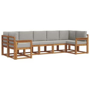 vidaXL Ensemble de canapés d'extérieur 7 pc Naturel et gris clair