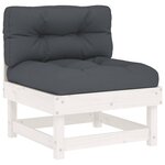 vidaXL Salon de jardin 6 Pièces avec coussins blanc bois massif