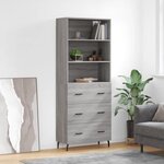 vidaXL Buffet haut Sonoma gris 69 5x34x180 cm Bois d'ingénierie